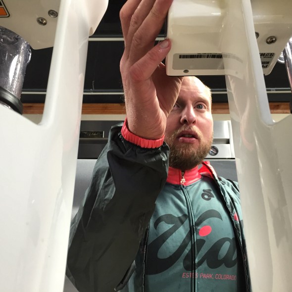 Tomasello brews a cup of coffee in what he describes as a giant Keurig machine. Stef, as he is called by much of the community, is as passionate about coffee as he is cycling.