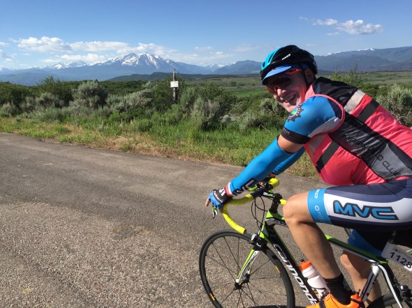 Donald Lewis leads up the climbs on the way to Aspen