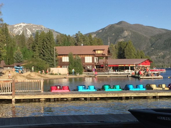 Paddle boats invite visitors to bob across the lake.