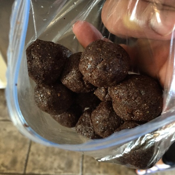 Chocolate, date energy balls from Bicycling magazine.